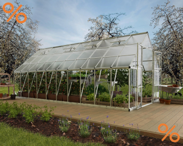 Palram-Canopia Gewächshaus Balance 10x20 304x604cm Einschubtechnik Alu silber